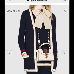 Auth Gucci Embroidered oversize knitted cardigan